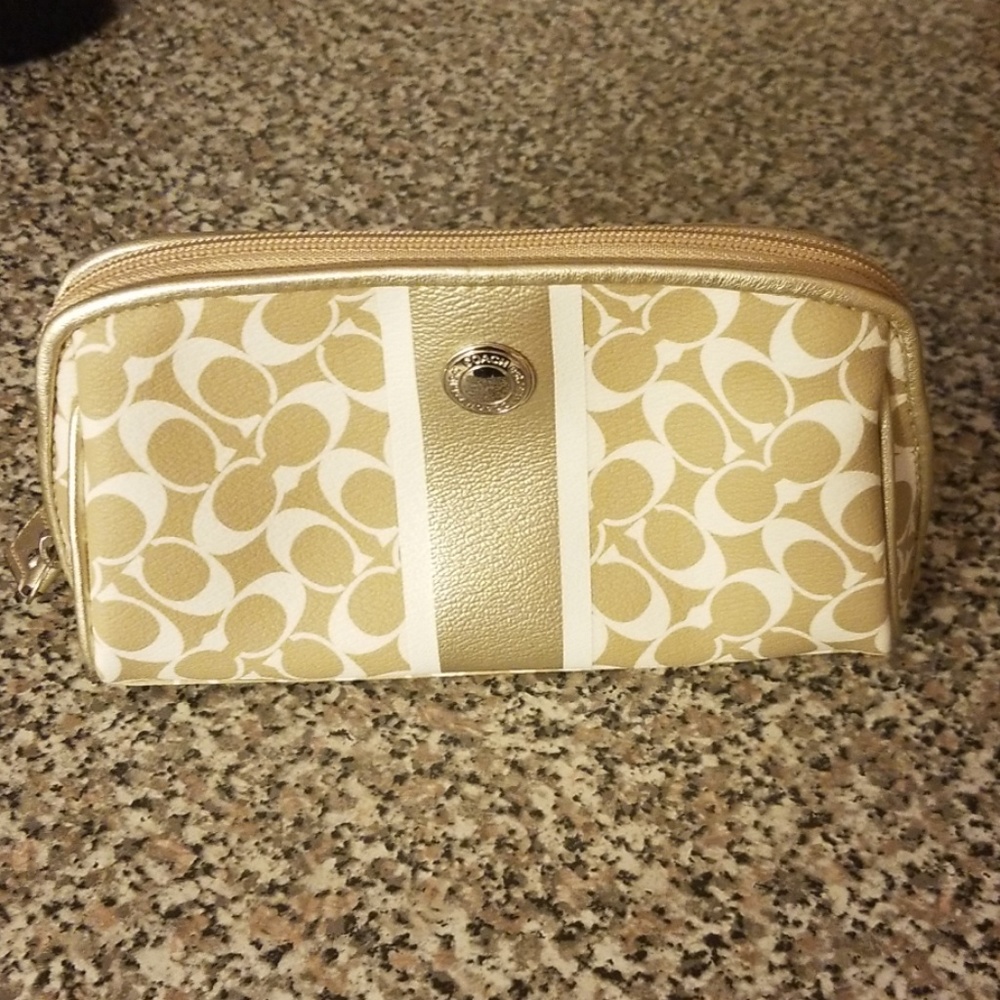 Gold and White Coach Bag